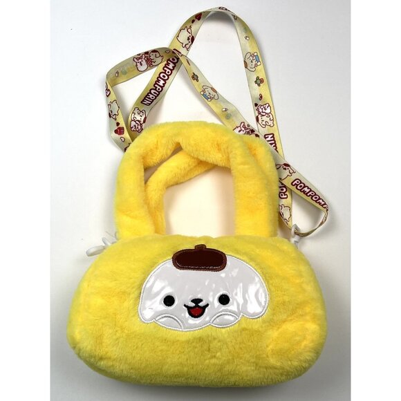SANRIO Hello Kitty POMPOMPURIN 8.5"x5" Yellow Plush Shoulder Pillow Bag PURSE - Picture 1 of 3